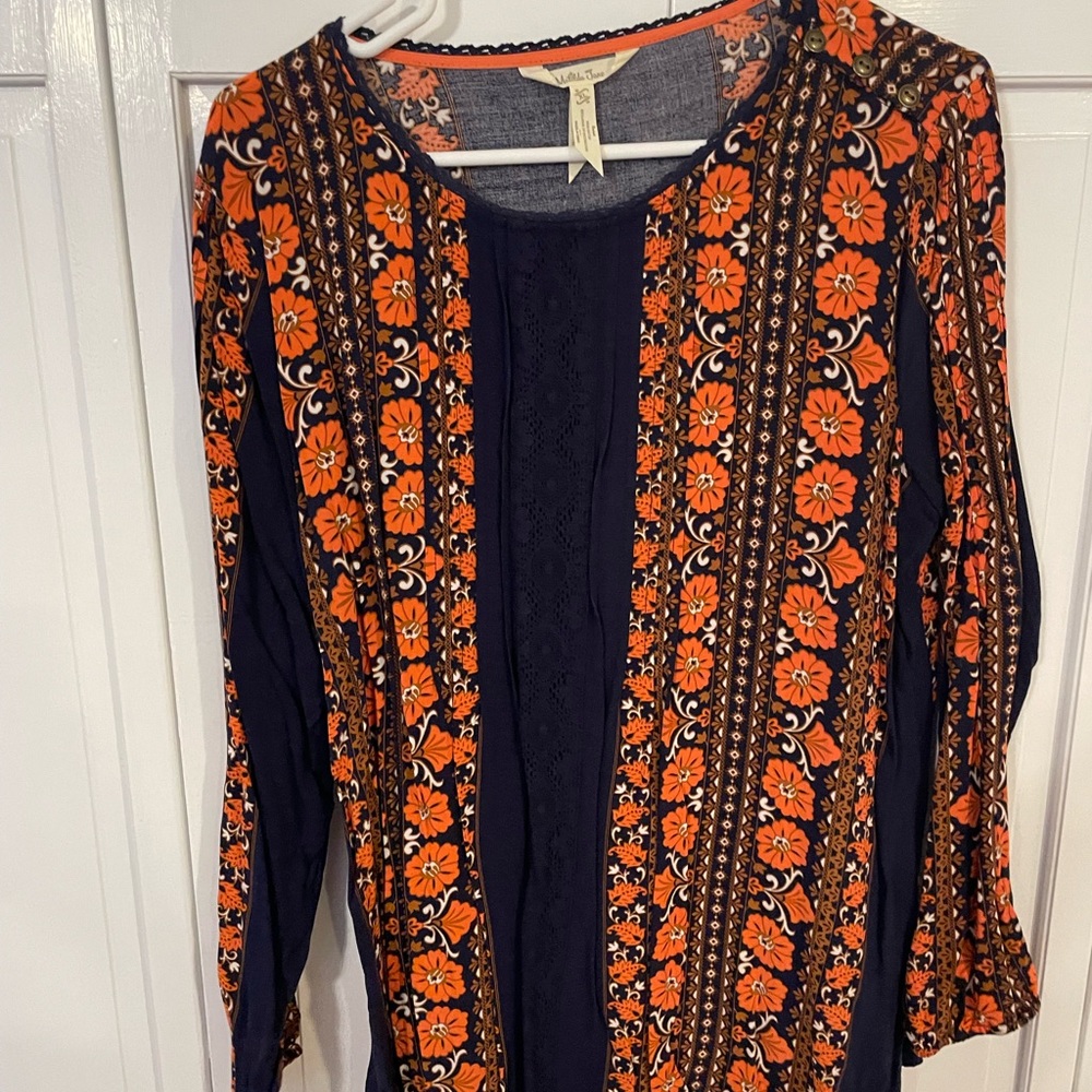 Matilda Jane Navy and Orange Floral Boho Blouse